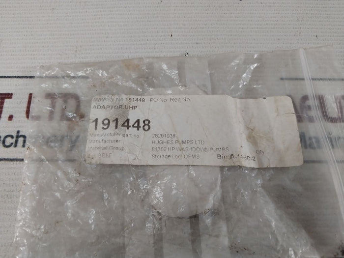 Hughes Pumps 191448 Uhp Adaptor 28201036