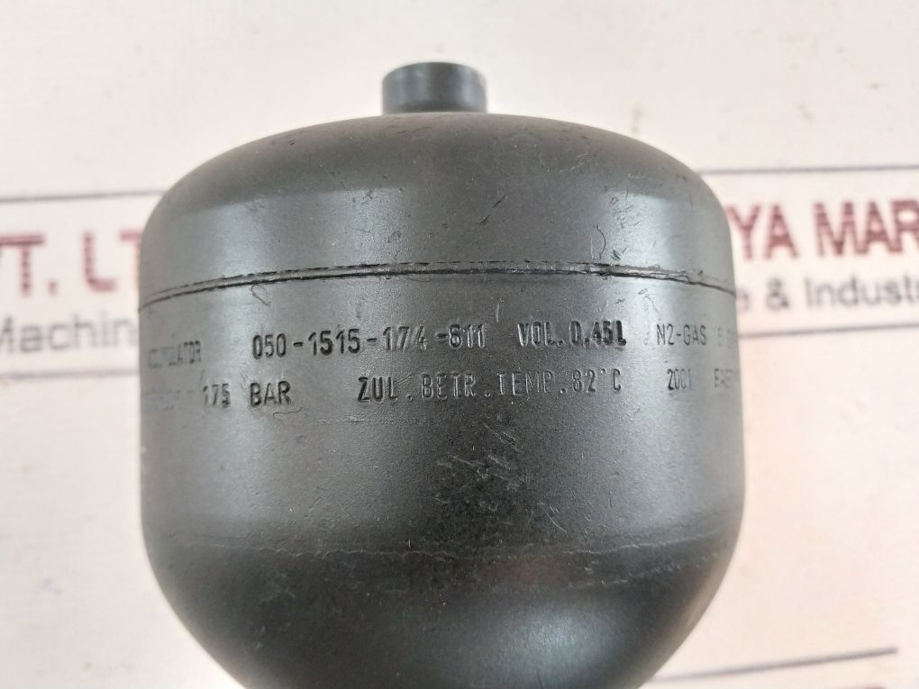 Hydac 050-1515-174-611 Integral Accumulator Hp 0.45l 16 Bar N2-gas 175 Bar