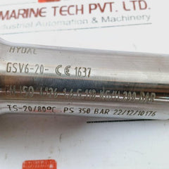 Hydac Gsv6-20-ce 1637 Gas Safety Valve Pressure Set 2900-psi