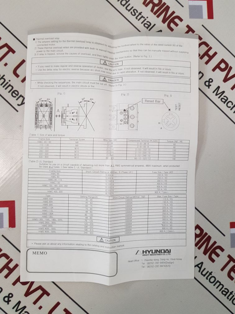 Hyundai Himc 130 Magnetic Contactor 380V / 50Hz 440V / 60Hz