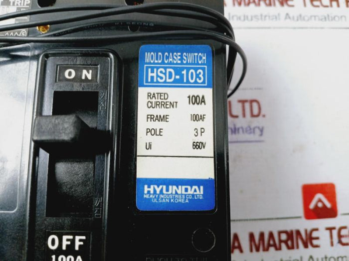 Hyundai Hsd-103 Mold Case Switch Molded Circuit Breaker 3 Pole 660V 50 Hz/60 Hz
