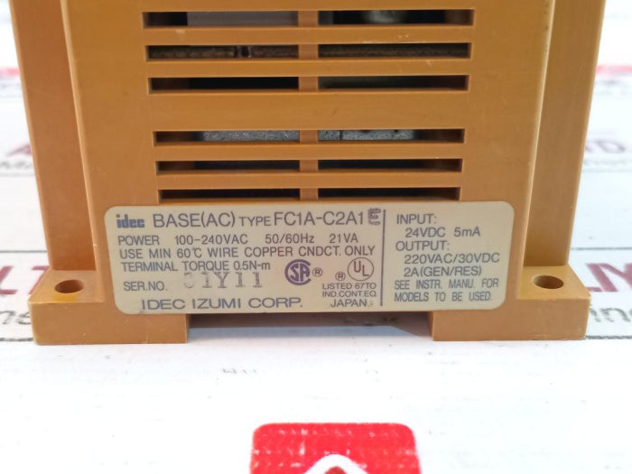Idec Micro-1 Fc1A-c2A1E Programmable Logic Controller 100-240Vac 50/60Hz 21Va
