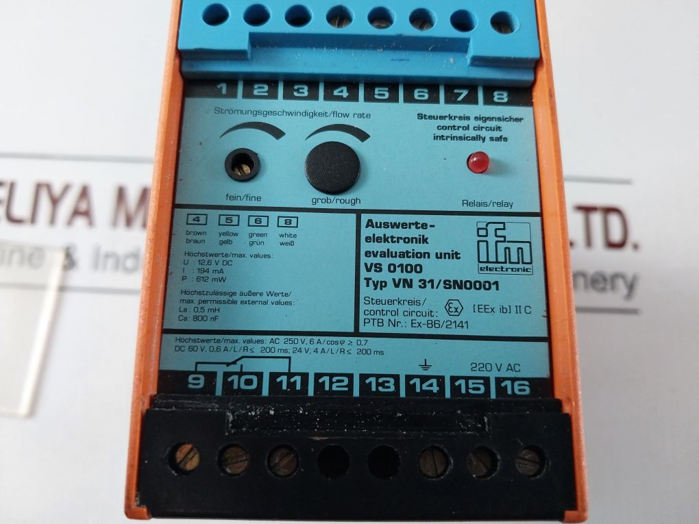 Ifm Electronic Vn31 Evaluation Unit Monitor Relay Ex-86/2141 Dc24V 220Vac