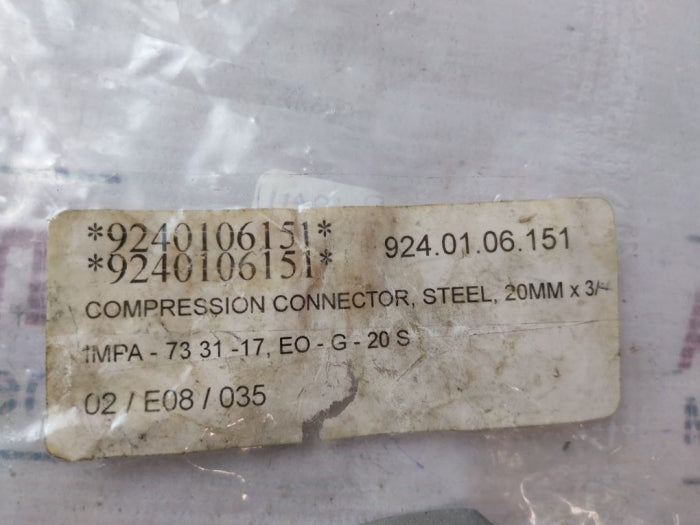 Impa EO-G-20 S Compression Connector, Steel, 20MM X 3/4