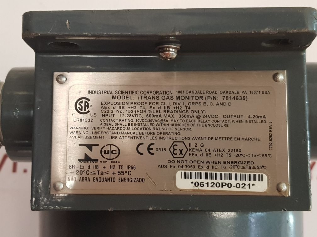 Industrial Scientific Itrans Gas Monitor 7814635