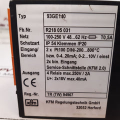 Kfm 93Ge140 Temperature Controller 100-250 V 48…62Hz T0,5A