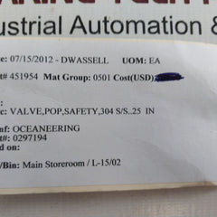 Kingston Crn0G31441C Relief Valve