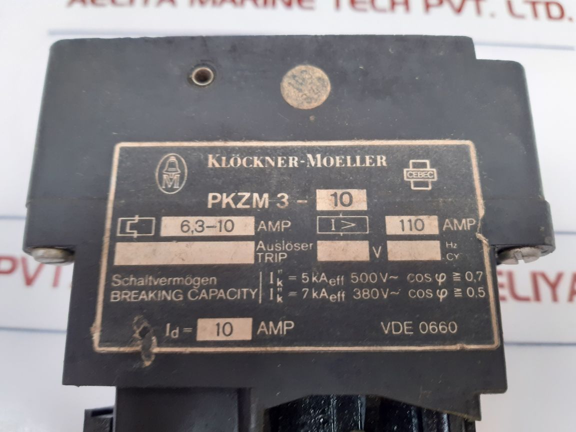 Klockner-moeller Pkzm3-10 Thermal Magnetic Circuit Breaker