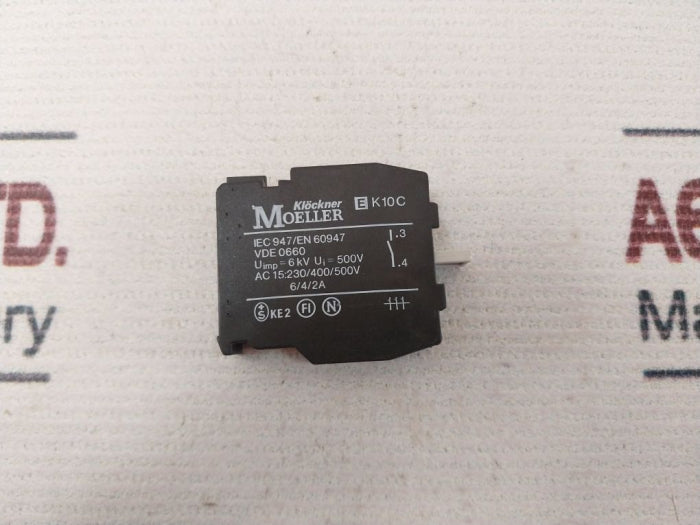 Klockner Moeller Ek10C Contact Block 10A 600V Ac 250V Dc