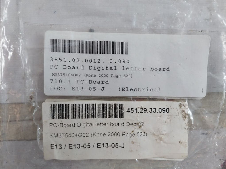 Kone 375404G02 Pc-board Digital Letter Board 357120 H03