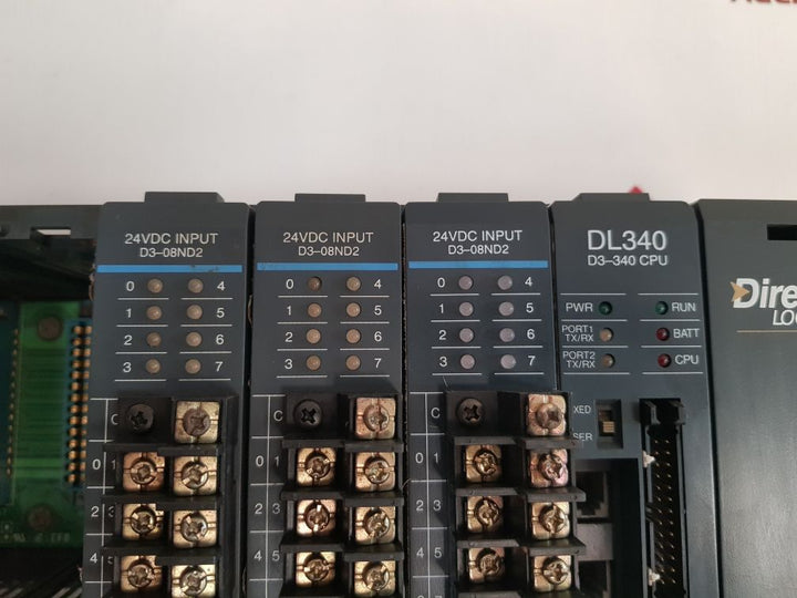 Koyo Direct Logic 305 D3-10B-1,Dl340 D3-340 Cpu,D3-08Nd2,D3-08Ta-1 Power
