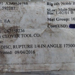 Lot of 5X Lamot 1/4" std (aa) Rupture Pressure Disc 8272046a 17500PSI Inc