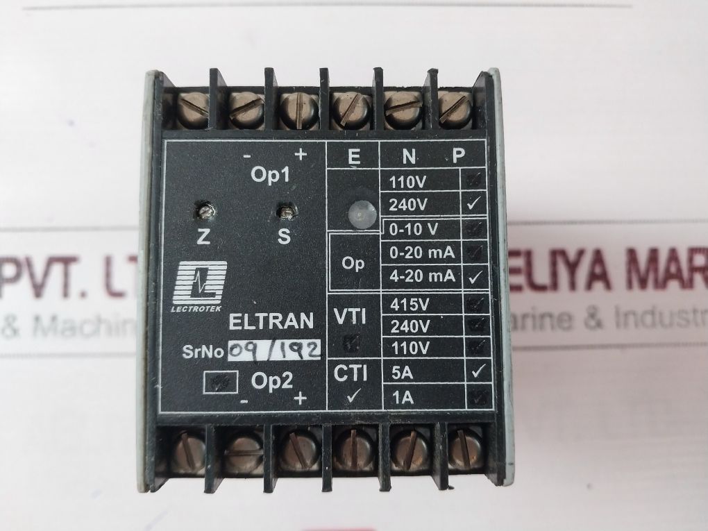 Lectrotek Eltran Voltage And Current Transducer 240V 4-20 Ma 09/09-244R1