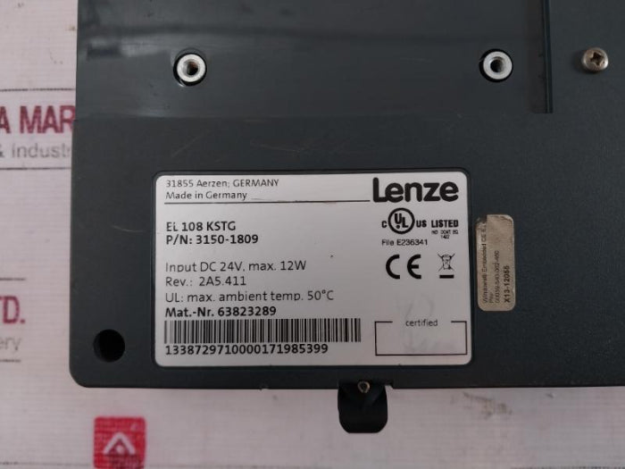Lenze El 108 Kstg Touch Panel Module 3150-1809 Sd, W/ Memory Card 128Mb