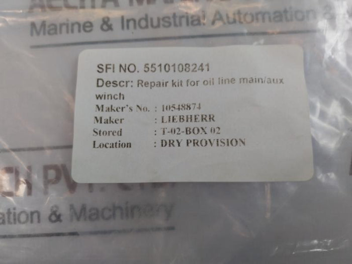 Liebherr 10548874 Repair Kit For Oil Line Main/Aux Winch