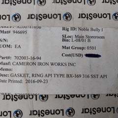 Lonestar Bx169-316 Stainless Steel Ring Joint Gasket