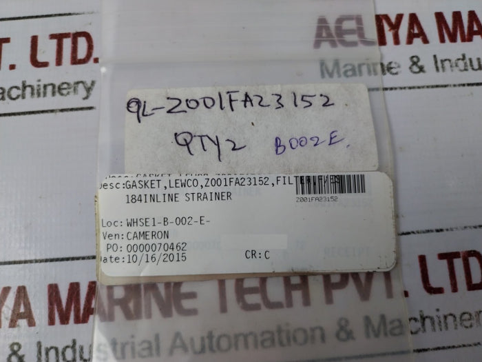 Lot Of 2X Cameron Z001Fa23152 Gasket For Lewco Filter 184 Inline Strainer