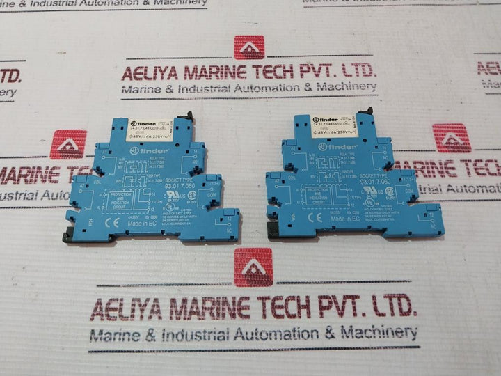 Lot Of 2X Finder 34.81.7.060 Relay With 93.01.7.060 Socket 6A 300V