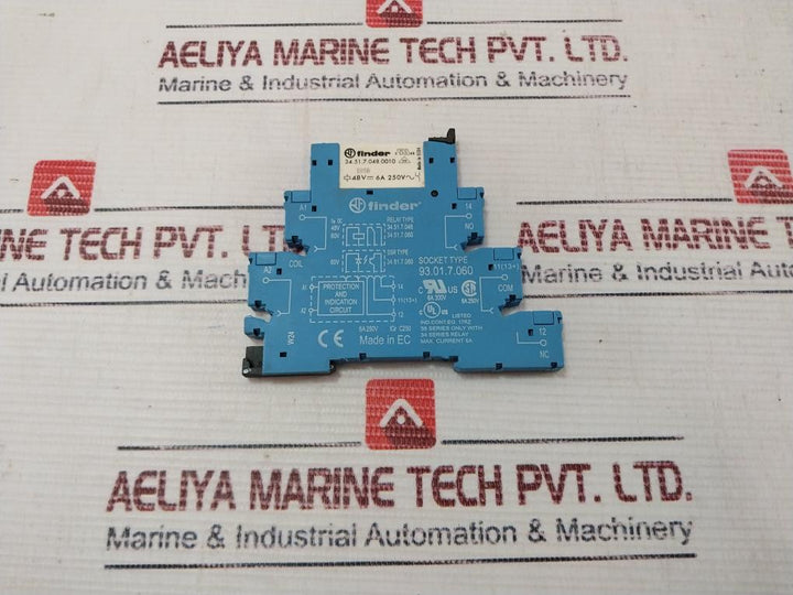 Lot Of 2X Finder 34.81.7.060 Relay With 93.01.7.060 Socket 6A 300V