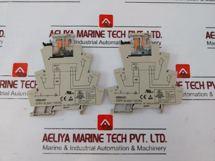 Lot of 2X Omron G2RV-1-S 48VDC Relay with Socket G2RV-SL500 110VAC