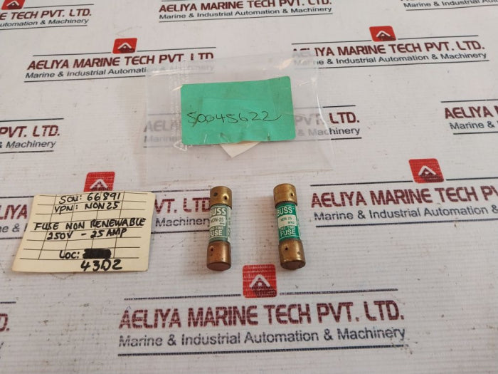 Lot Of 4X Bussmann Non-25 Cartridge Fuse 250 Volts