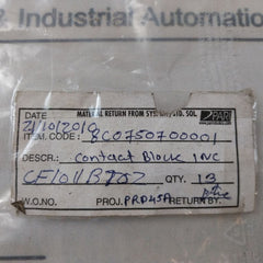 Lot of 5X Eaton E22B1 Contact Block 1NC 8C0750700001