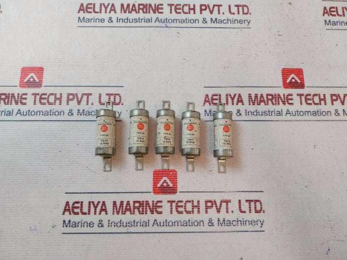 Lot Of 5X Gec Alsthom Tia10 Standard Fuse 10 Amp
