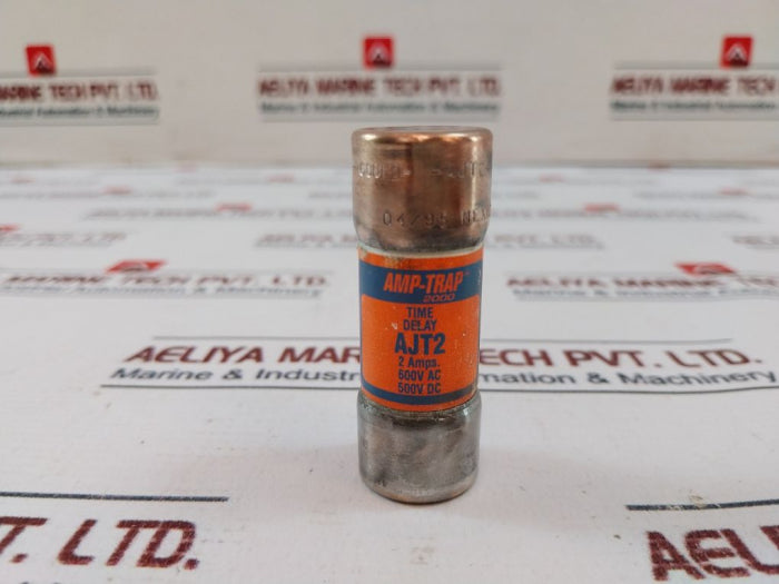 Lot of 6X AMP-TRAP AJT2 Time Delay Fuse 2Amps 600VAC 500VDC