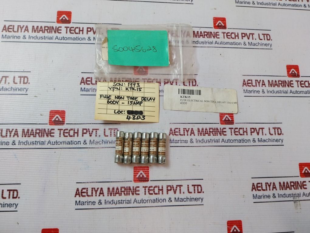 Lot Of 6X Bussmann Ktk-15 Fast Acting Fuse 15A 600V