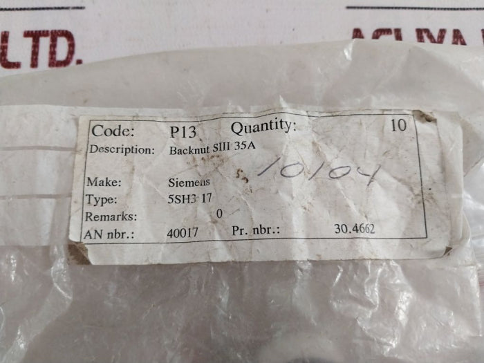 Lot Of 6X Siemens 5Sh3 17 Adapter Screw For Diazed Fuse Base