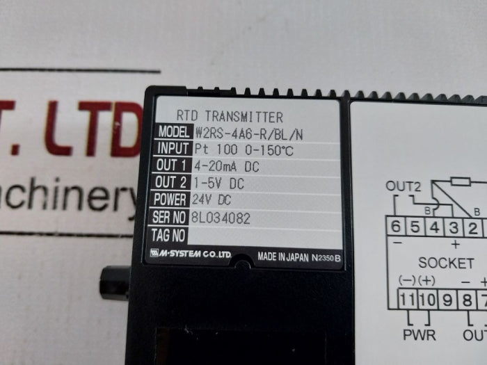 M-system W2Rs Rtd Transmitter W2Rs-4A6-r/Bl/N Pt 100 0-150°C