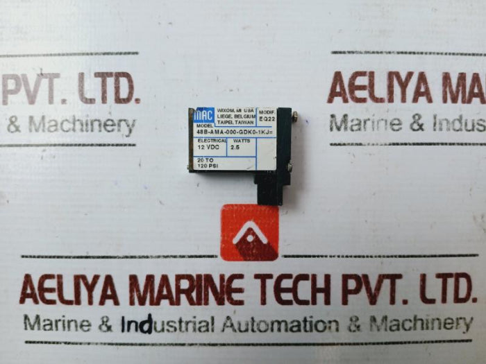 Mac 48B-ama-000-gdk0-1Kj= Valves Solenoid 20 To 120 Psi 12 Vdc Eq22