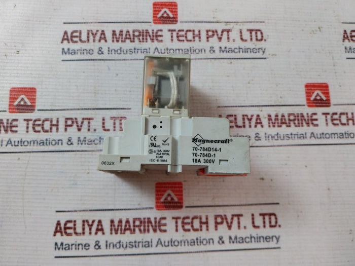 Magnecraft 70-784D14-1 Relay With Base 70-784D-1 20A 300V