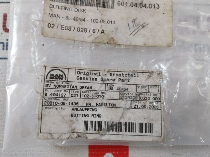 Man B&W 8L-40/54 Butting Disk/Ring