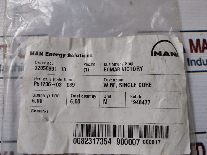 Man Energy Wire Single Core P51736-03 089