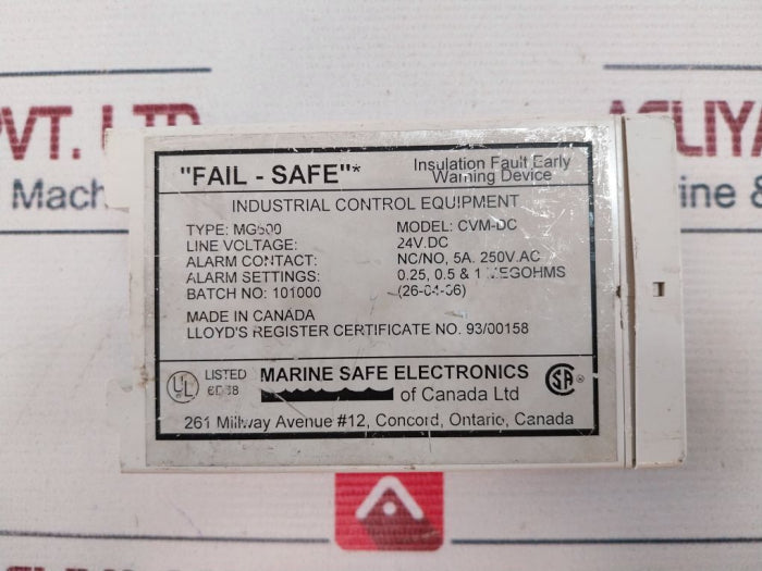 Marine Safe Electronics Mg600 Insulation Fault Detector Cvm-dc 24V Dc