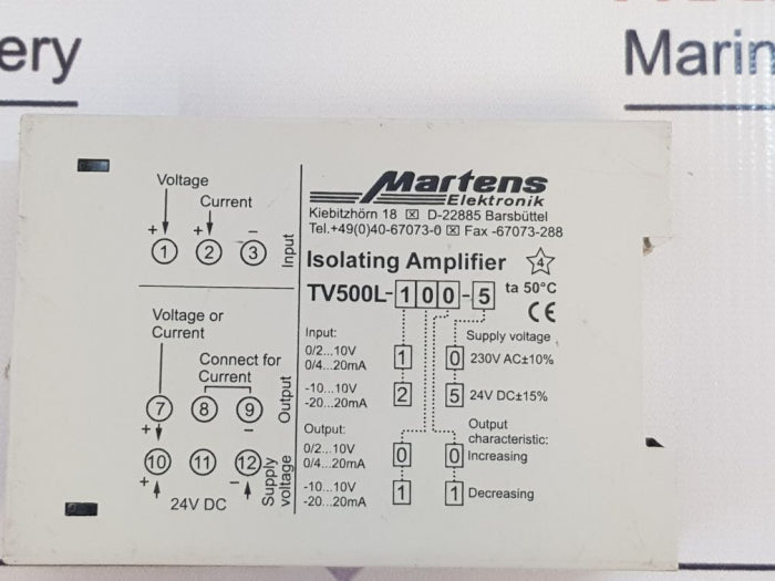 Martens Tv500L-100-5 Isolating Amplifier Tv500L