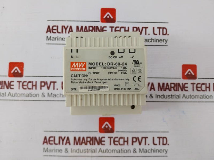 Mean Well DR-60-24 Power Supply 100-240VAC 50/60Hz Level 3 E183223