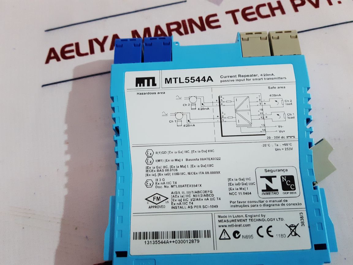 Measurement Technology Mtl5544A Current Repeater, 4/20Ma Passive Input