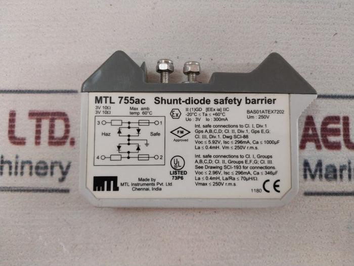 Measurement Technology Mtl 755Ac Shunt-diode Safety Barrier 3V
