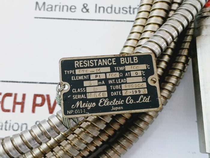 Meiyo Electric Ptr-m Resistance Bulb Pt 100 Sus304 100°C, 6.Meter