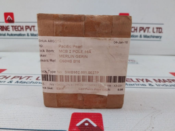 Merlin Gerin C60Hb B16 Circuit Breaker 415V Ac 800130-0027, 200-1702