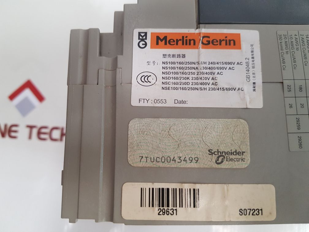 Merlin Gerin Ns100-160-250 N/H/Na Circuit Breaker Tm 80 D