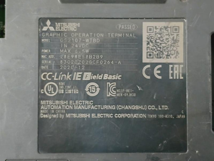 Mitsubishi Electric Gs2107-wtbd Graphic Operation Terminal 24Vdc