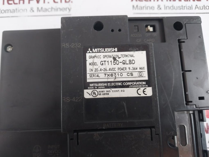 Mitsubishi Electric Gt1150-qlbd Got1000 Graphic Operation Terminal