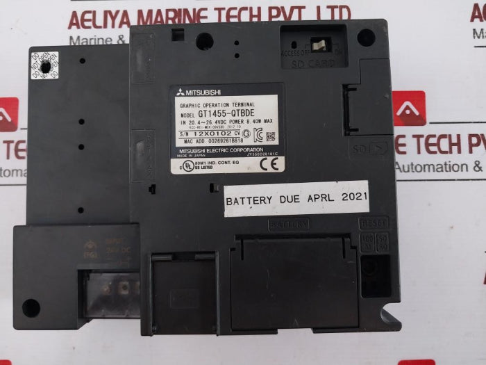 Mitsubishi Electric Gt1455-qtbde Graphic Operation Terminal 24v Dc
