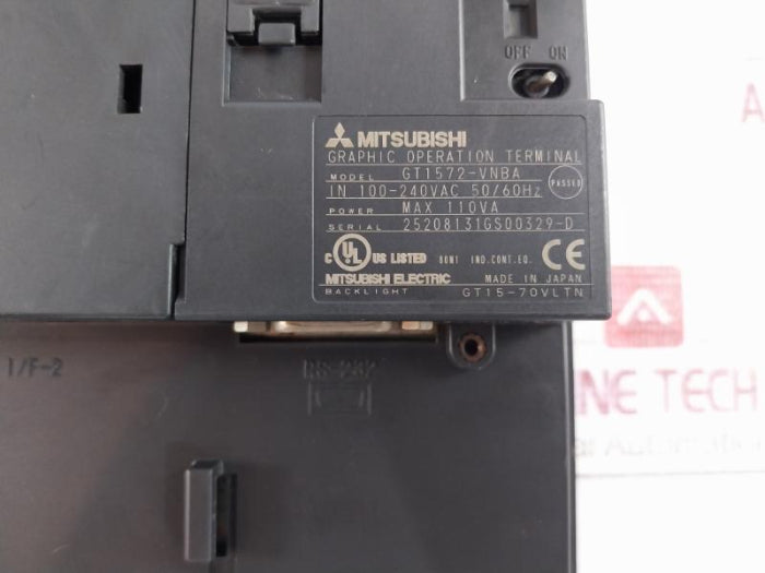 Mitsubishi Electric Gt1572-vnba Graphic Operation Terminal Panel 100-240Vac 50/60Hz