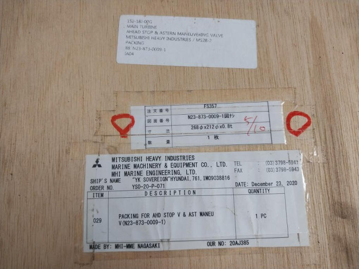 Mitsubishi N23-873-0009-1 Packing For Ahd Stop.V & Ast Maneu.V 268Ø X 212Ø X 0.8T