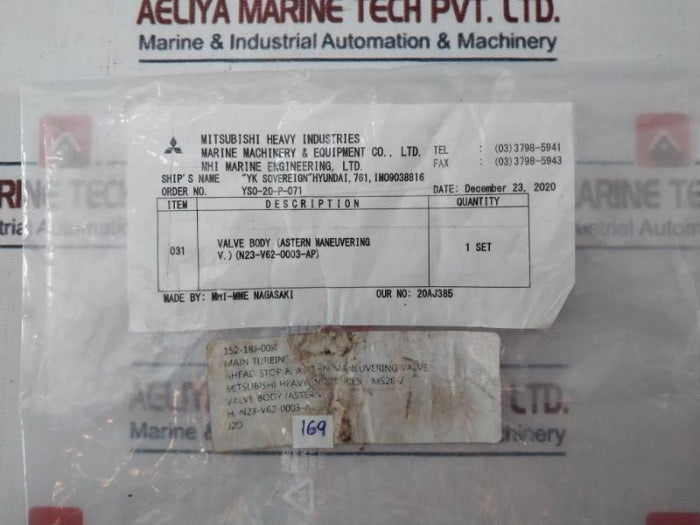 Mitsubishi N23-v62-0003-ap Valve Body 152-18J-00K