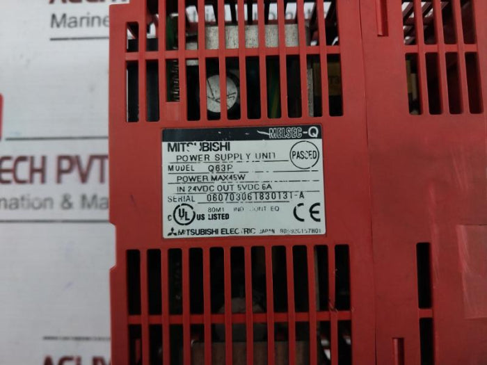 Mitsubishi Q63P Power Supply Unit Input 24Vdc Output 5Vdc 6A Bd992C157H01 24Vdc